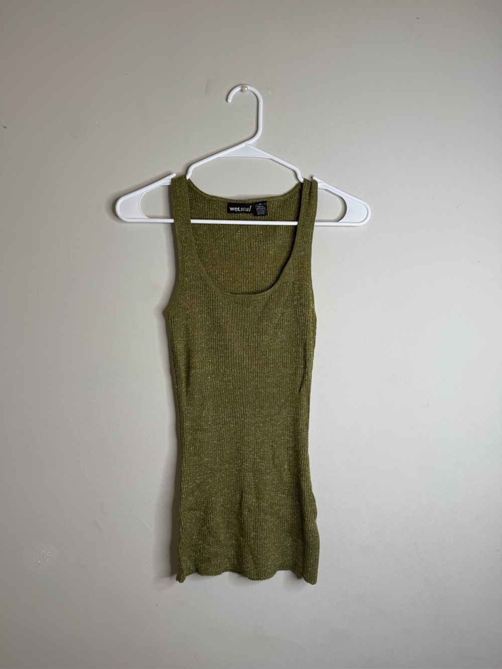 Wet Seal Olive Green Ribbed Tank - Slim Scoop Neck